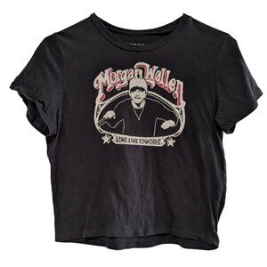 Morgan Wallen Women's Long Live Cowgirls Cropped Shirt Large, Black, 100% Cotton